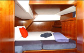 Cabin of the Beneteau 505 sail yourself sail boat.