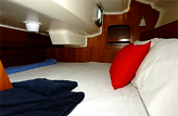 Cabin of the Jeanneau 32, self charter sailing Whitsundays holiday.