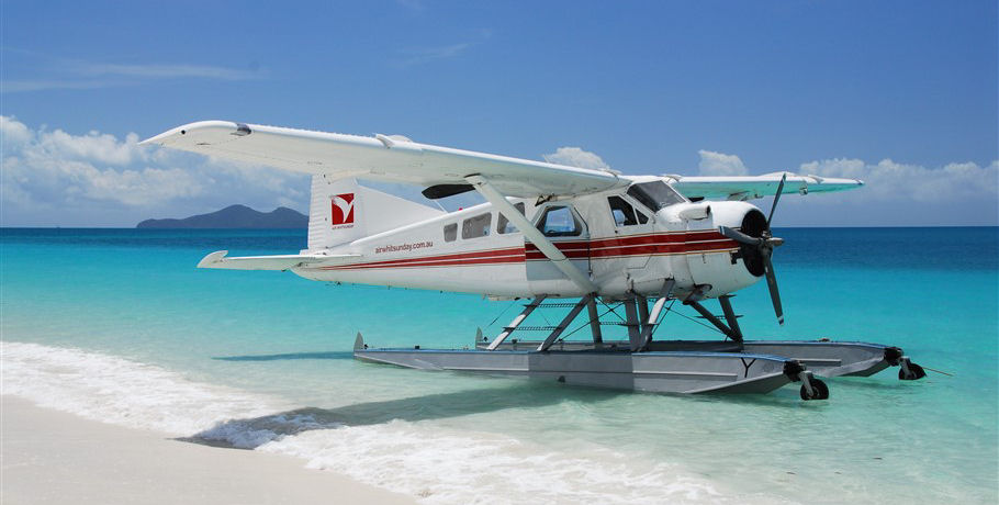 Seaplane at Whitehaven Beach Whitsundays